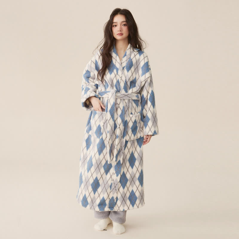 Fleece Bathrobe | Premium Polyester | Diamond Print