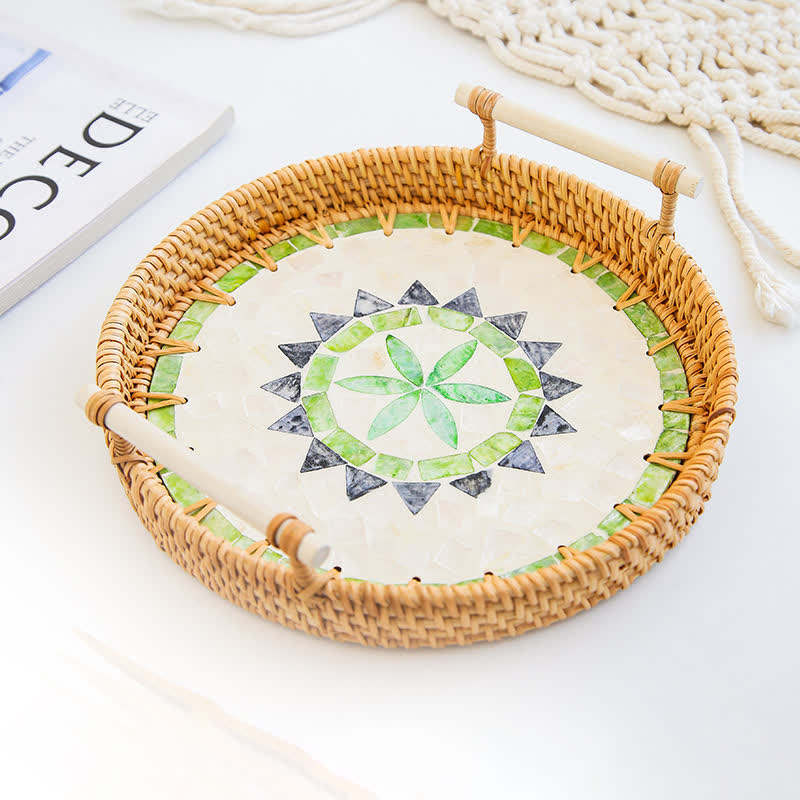 Rattan Woven Tray Snack Storage Basket