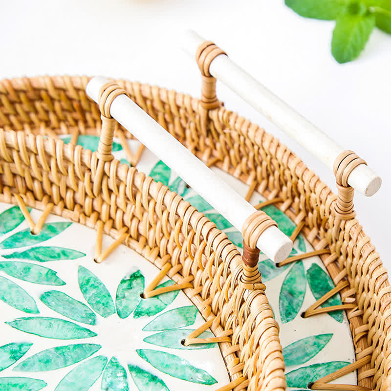 Rattan Woven Tray Snack Storage Basket