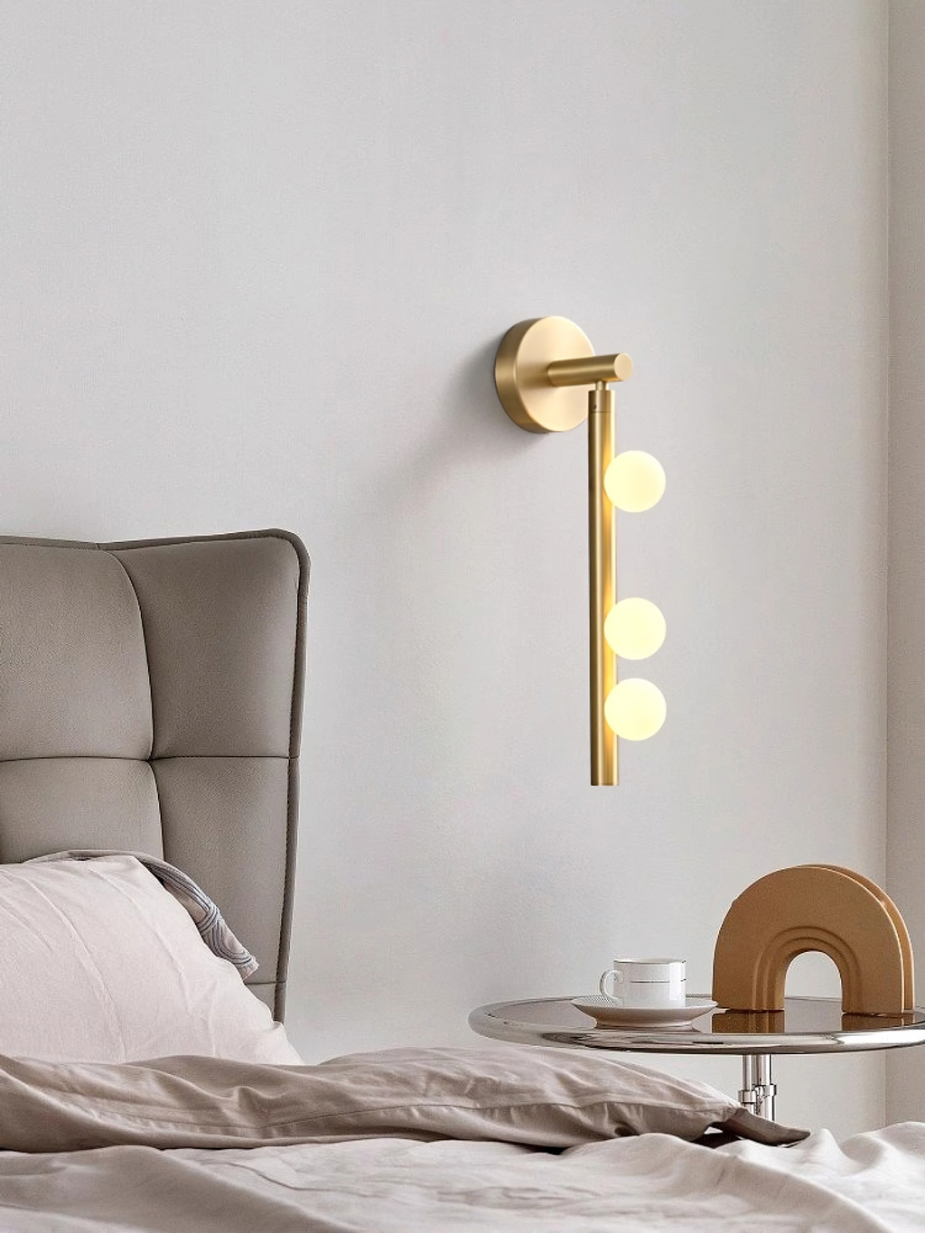 Brass Glass Tube Wall Lamp | Warm LED Illumination | Set of 2