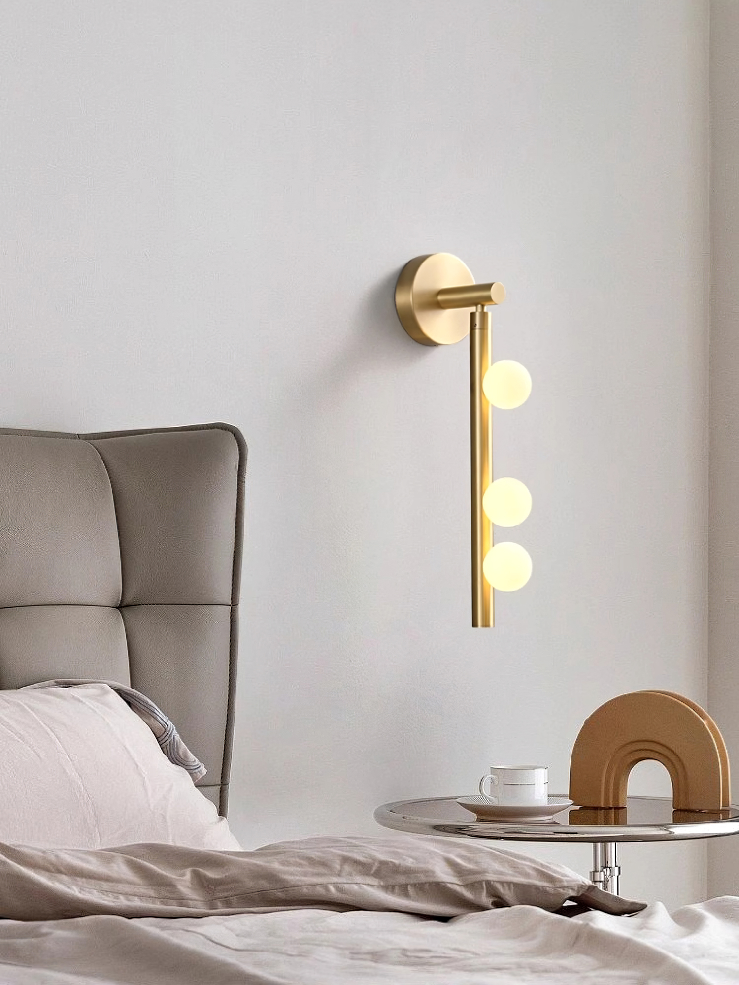Brass Glass Tube Plug-in Wall Lamp | Brass & Glass | White
