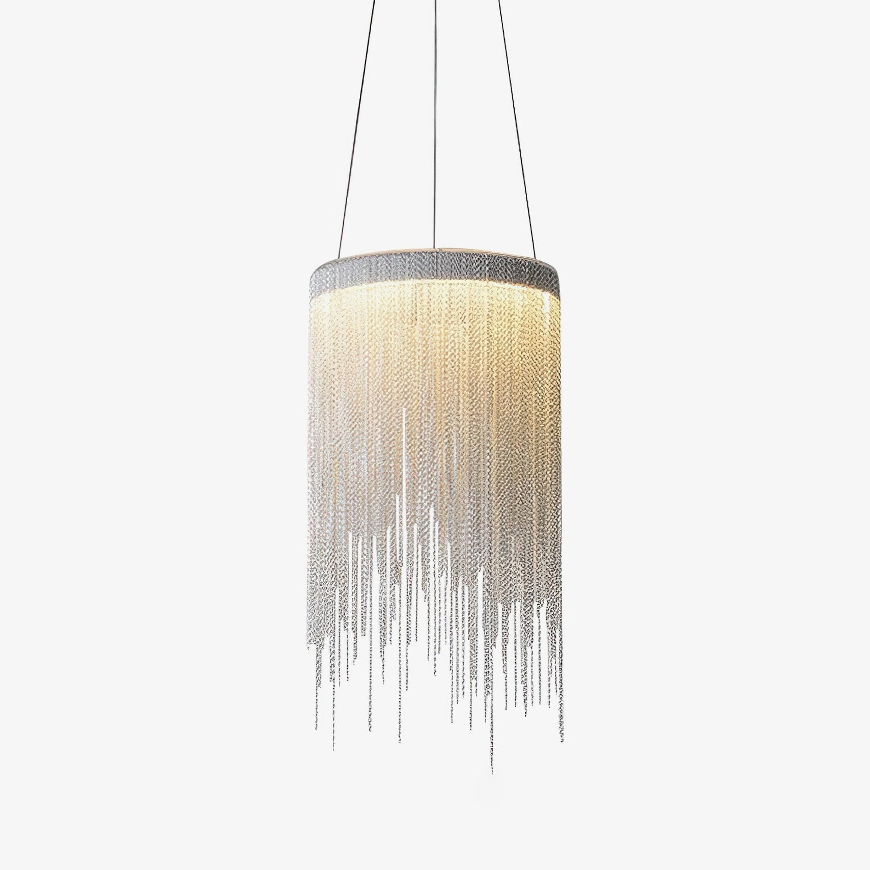 Pendant Light | Aluminum Chain | Modern Tassel Design, 20cm Diameter