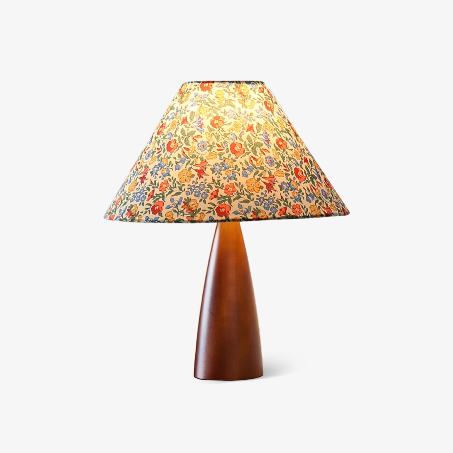 Amelia Blossom Table Lamp | Floral Fabric Shade | Wooden Base | Vintage Design