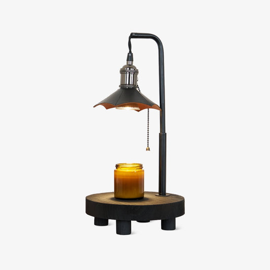 Cordero Wooden Stool Table Lamp | Wooden & Leather | Rose Gold or Black