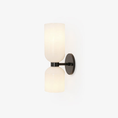 Wall Lamp Set of 2 | Opal & Smoked Glass | Satin Brass & Blackened Brass