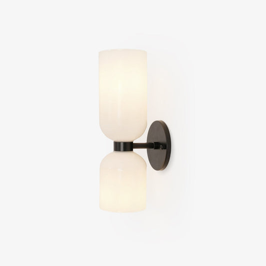 Wall Lamp Set of 2 | Opal & Smoked Glass | Satin Brass & Blackened Brass