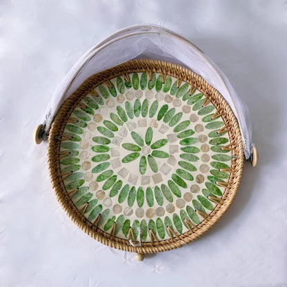 Rattan Fruit Basket | Hand-Woven with Shell Accents | Unique Design