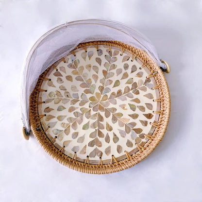 Rattan Fruit Basket | Hand-Woven with Shell Accents | Unique Design