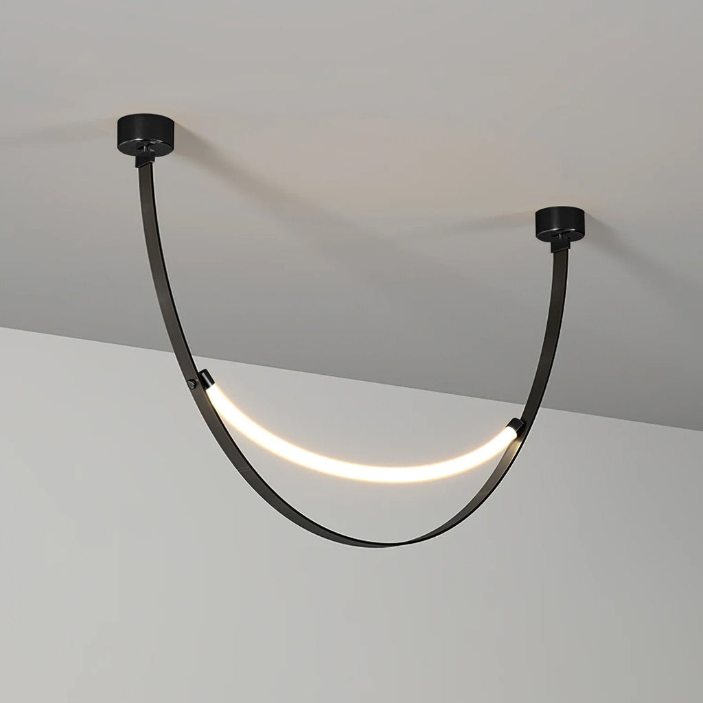 Belt Pendant Lamp | Leather & Acrylic | Black or Brown, Adjustable Length