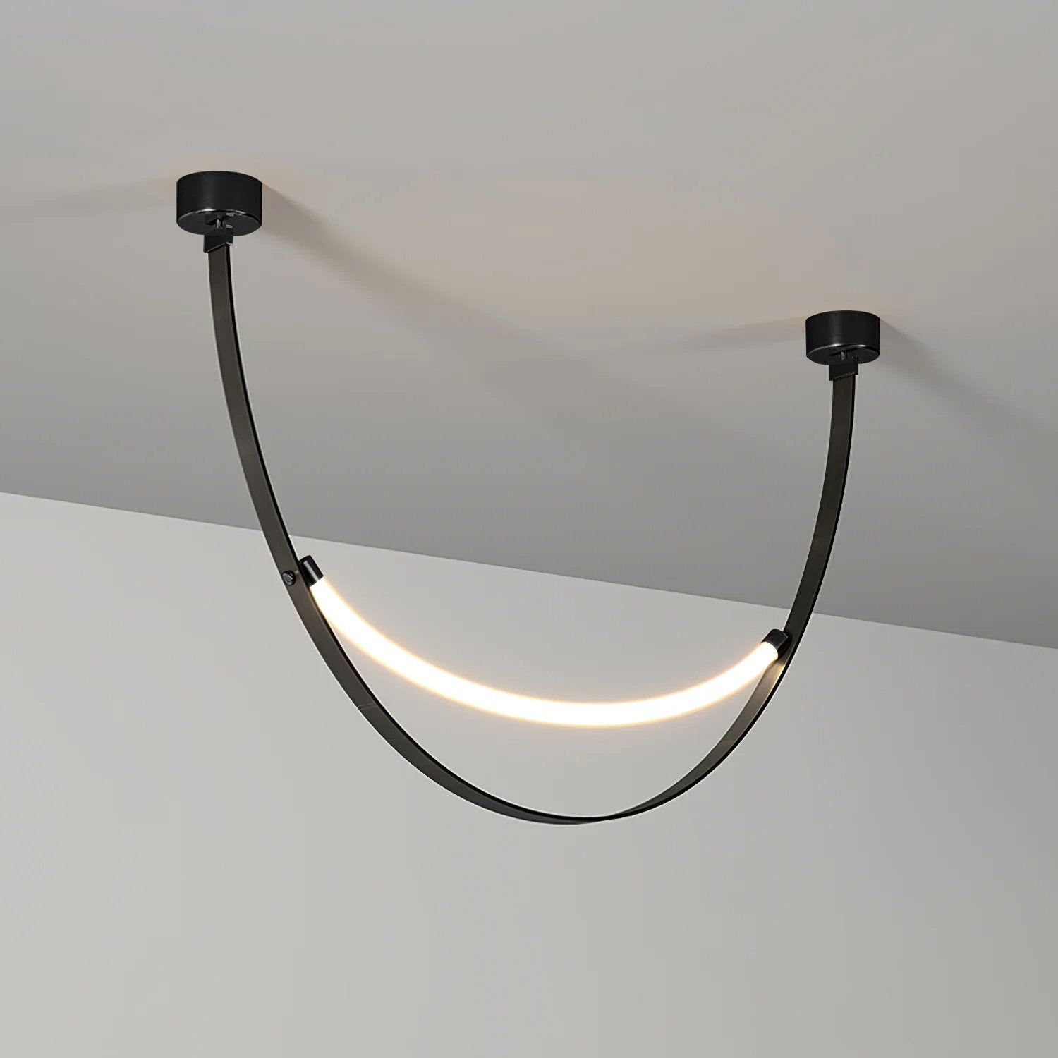 Belt Pendant Lamp | Leather & Acrylic | Black or Brown, Adjustable Length