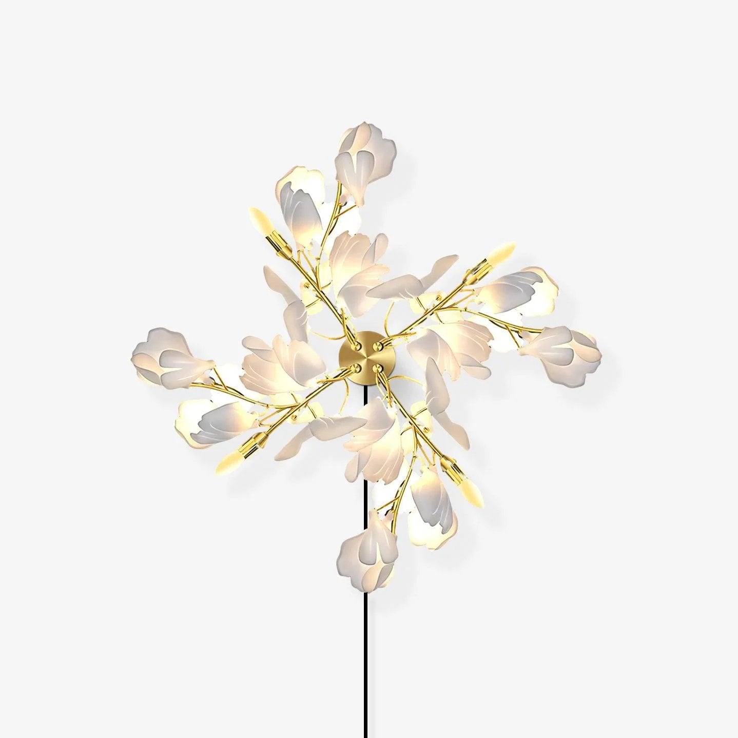 Gingko Wall Lamp | Gold Metal & White Shade | Set of 2
