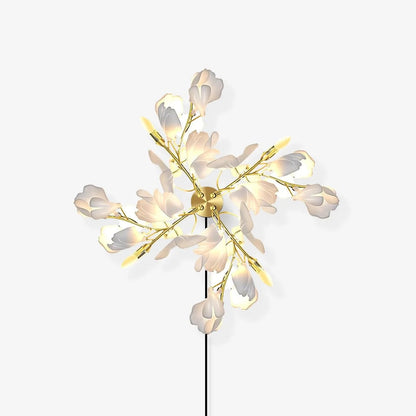 Gingko Wall Lamp | Gold Metal & White Shade | Set of 2