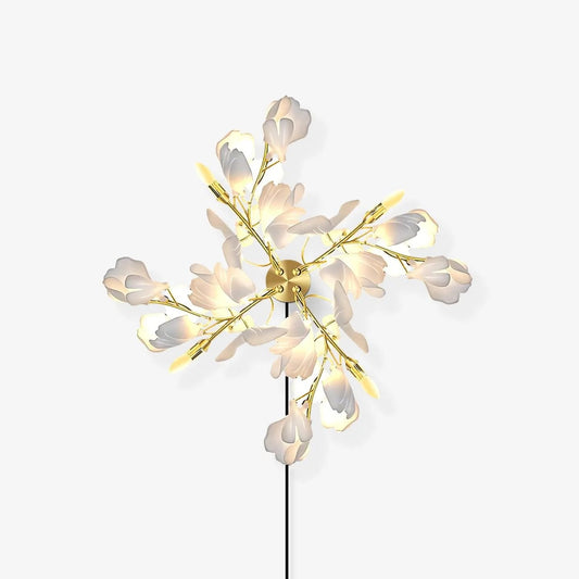 Gingko Wall Lamp | Gold Metal & White Shade | Set of 2