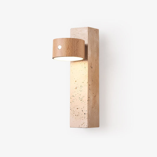 Axis Wood Wall Light | Yellow Travertine, Wood, Acrylic | Dark Walnut, Wood Color, White