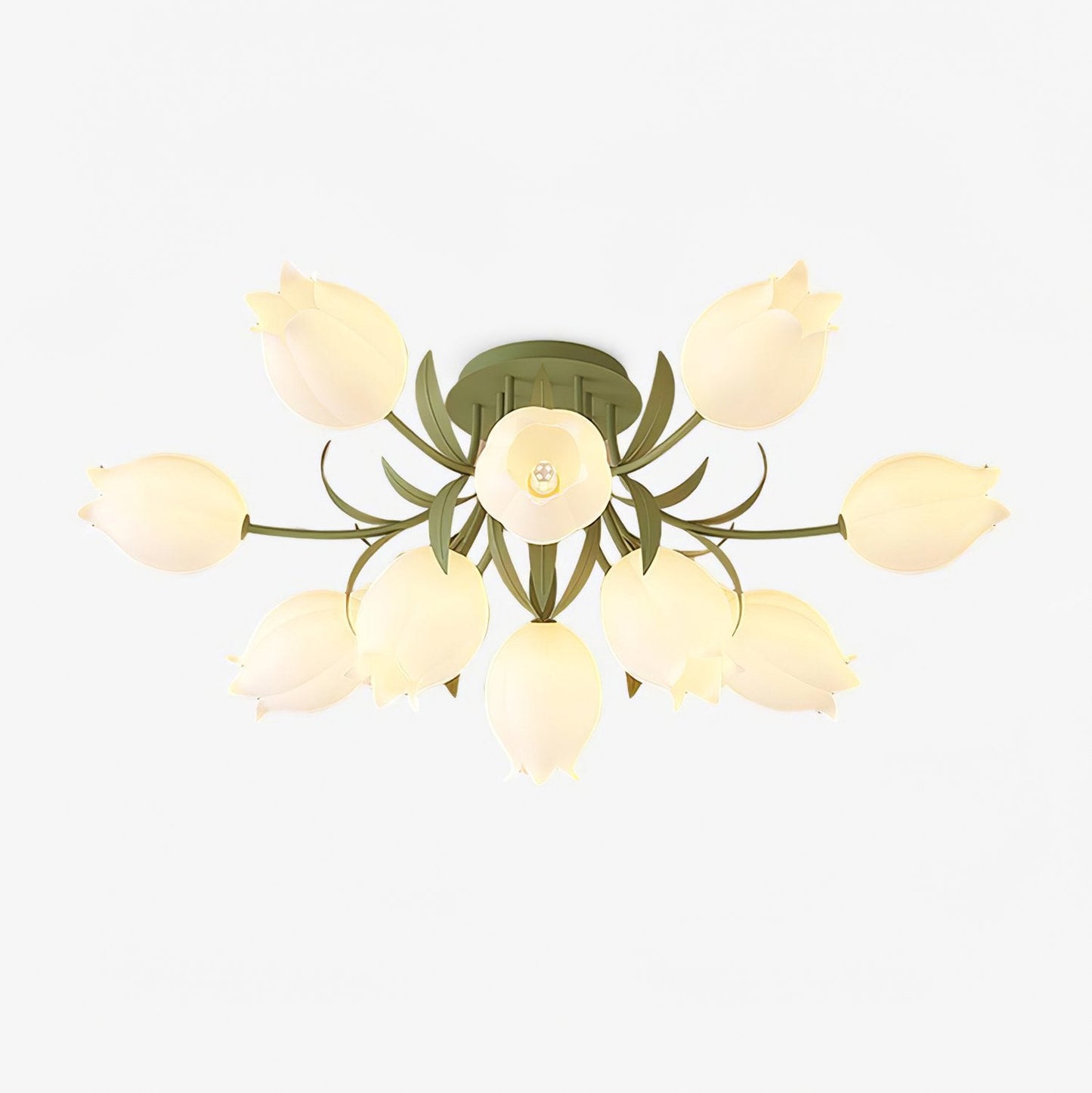 Ricko Ceiling Light | Metal & Acrylic | 3, 9, or 12 Heads | Green or White