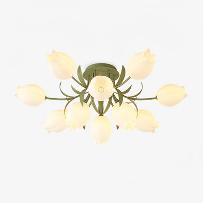 Ricko Ceiling Light | Metal & Acrylic | 3, 9, or 12 Heads | Green or White