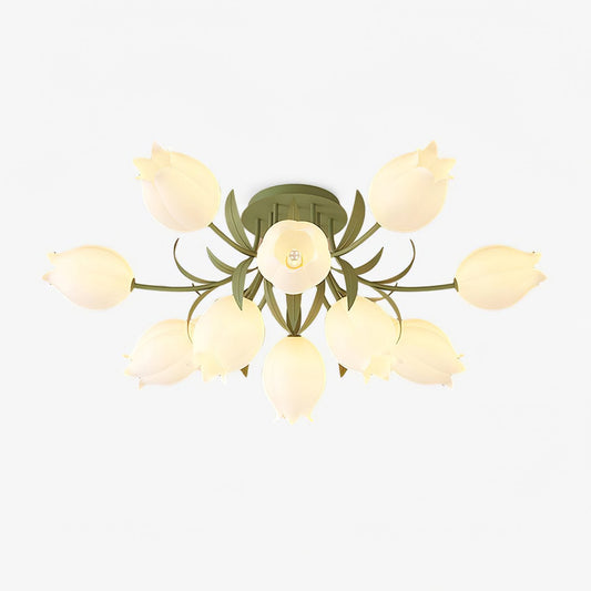Ricko Ceiling Light | Metal & Acrylic | 3, 9, or 12 Heads | Green or White