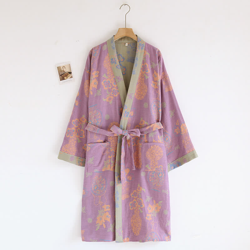 Floral Bathrobe | Cotton Gauze | Luxurious Soft Fabric