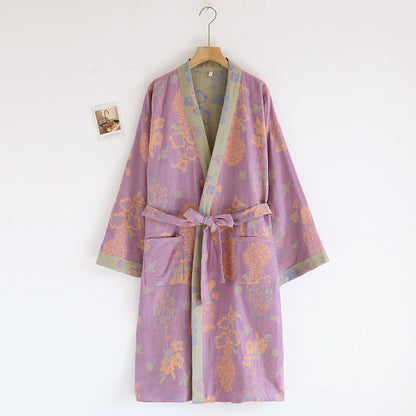 Floral Bathrobe | Cotton Gauze | Luxurious Soft Fabric