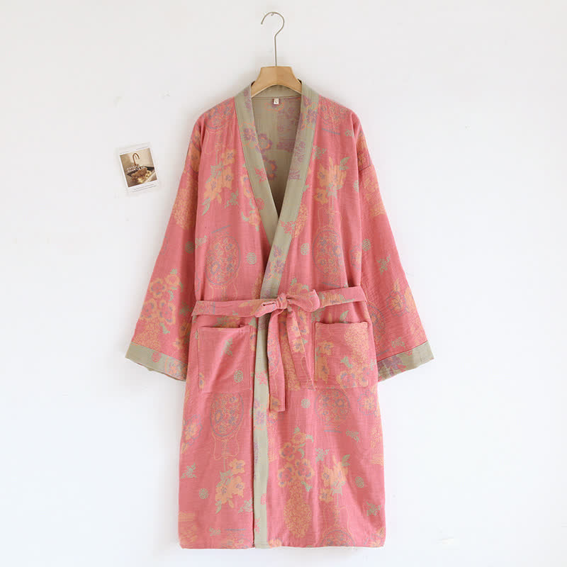 Floral Bathrobe | Cotton Gauze | Luxurious Soft Fabric