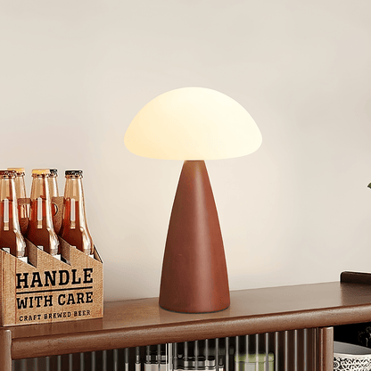 Clara Mushroom Table Lamp | Wood, Acrylic, Metal | Walnut Color
