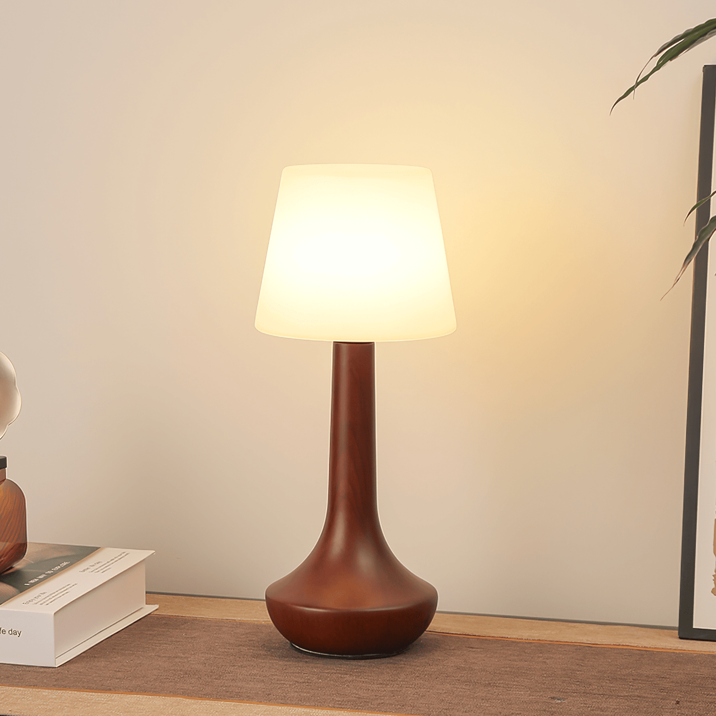 Lena Table Lamp | Wooden Base | Walnut Color