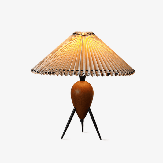 Vintage Table Lamp | Burl Wood & Metal | Black Beige