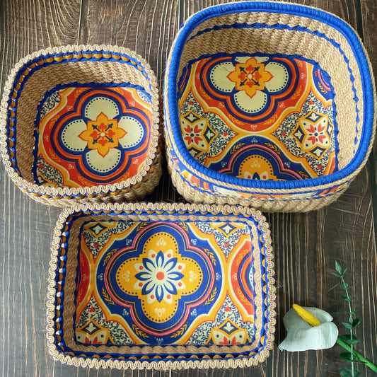 Handmade Tabletop Storage Basket | Hemp Rope | Set of 3