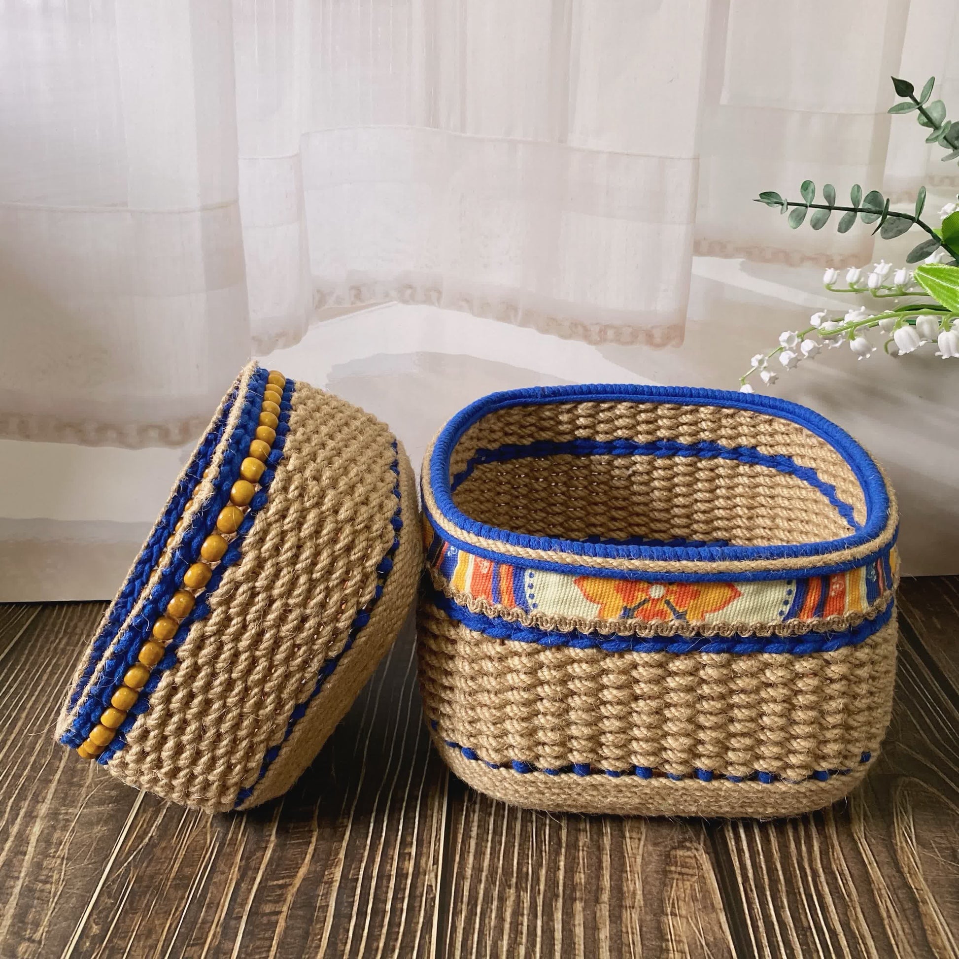 Exotic Style Handmade Tabletop Storage Basket