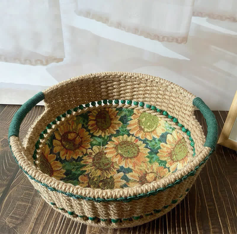 Sunflower Handmade Tabletop Storage Basket
