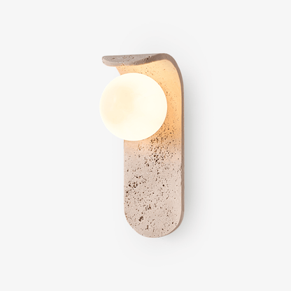 Solis Curve Wall Lamp | Yellow Travertine & Glass | 9.8" Height