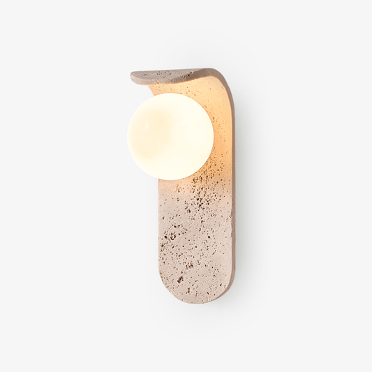 Solis Curve Wall Lamp | Yellow Travertine & Glass | 9.8" Height