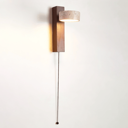 Grove Beam Wall Lamp | Yellow Travertine, Wood, Acrylic | Wall Mount