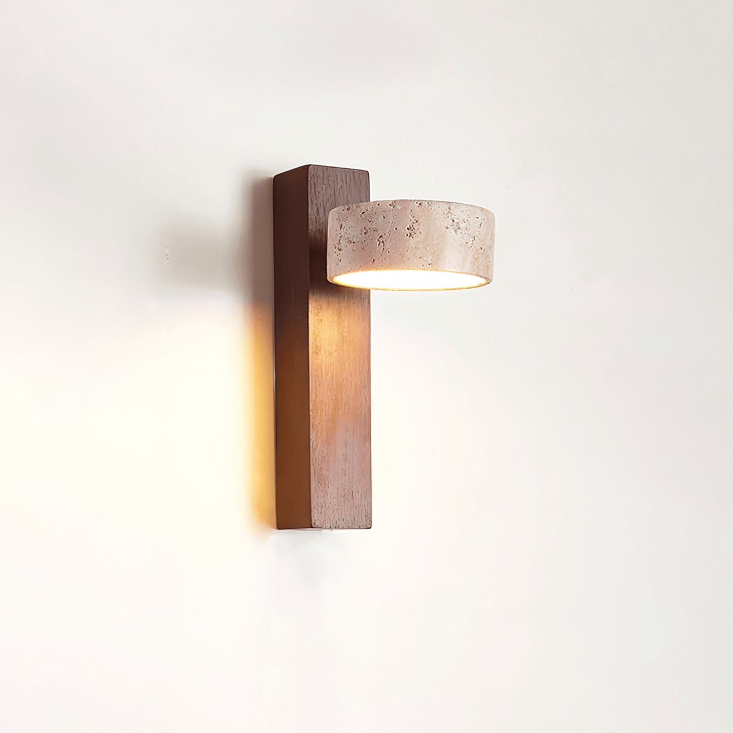 Grove Beam Wall Lamp | Yellow Travertine, Wood, Acrylic | Wall Mount