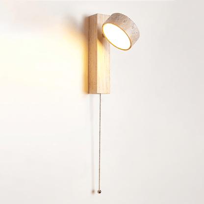 Grove Beam Wall Lamp | Yellow Travertine, Wood, Acrylic | Wall Mount