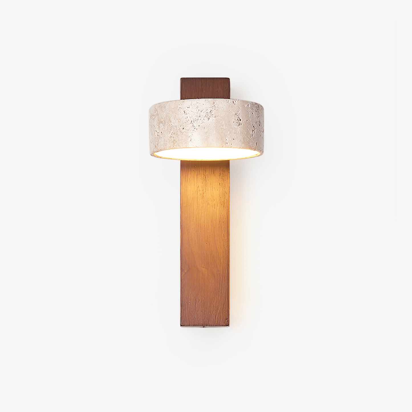Grove Beam Wall Lamp | Yellow Travertine, Wood, Acrylic | Wall Mount