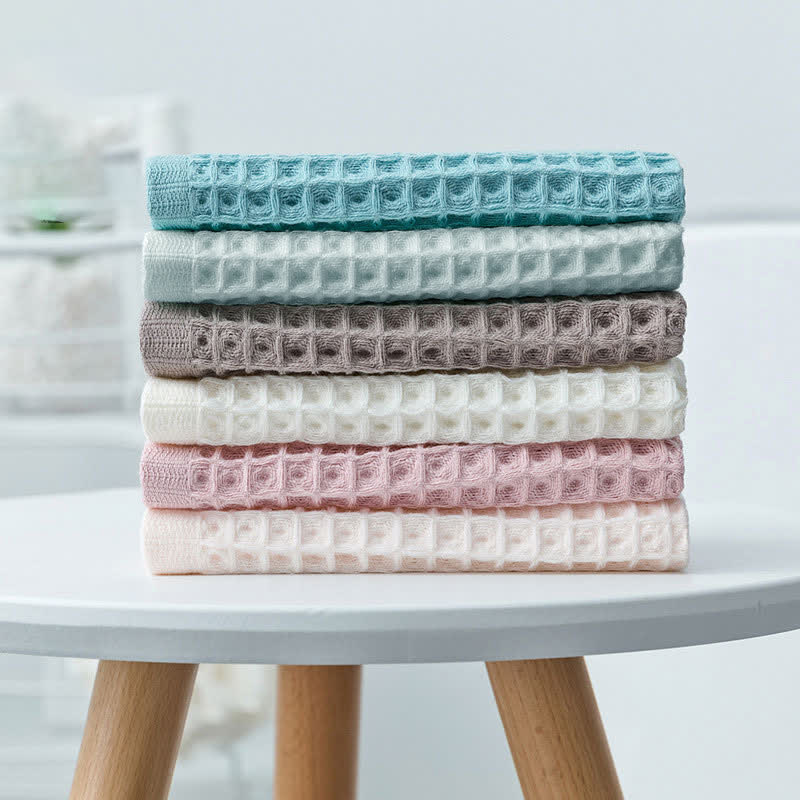 Cotton Waffle Weave Towels | Eco-Friendly & Super Absorbent | Set of 6