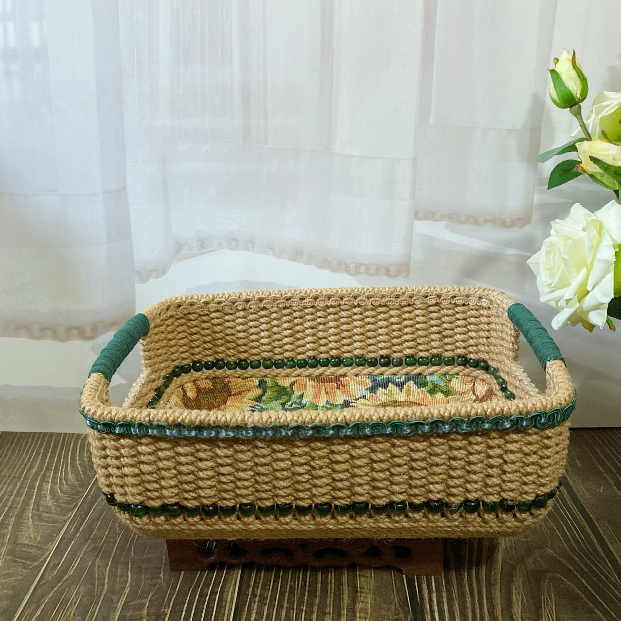 Handmade Rural Sunflower Storage Basket