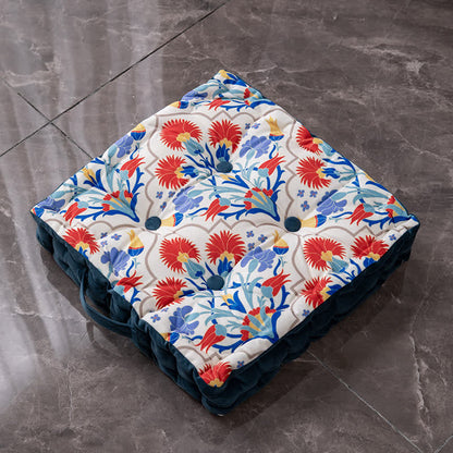 Morocco Style Floor Pillow | Cotton & Polypropylene Filling | 15" x 15" & 17" x 17"