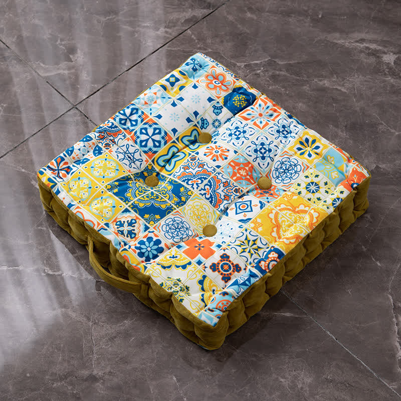 Morocco Style Floor Pillow | Cotton & Polypropylene Filling | 15" x 15" & 17" x 17"
