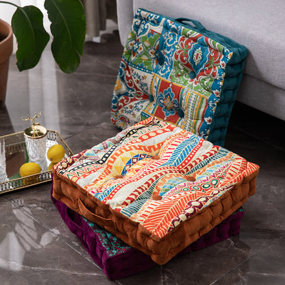Morocco Style Floor Pillow | Cotton & Polypropylene Filling | 15" x 15" & 17" x 17"
