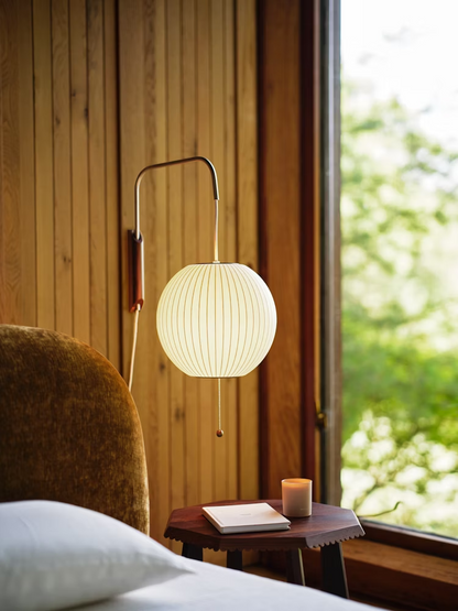 Nelson Wall Sconce | White Polymer & Walnut | Midcentury Design