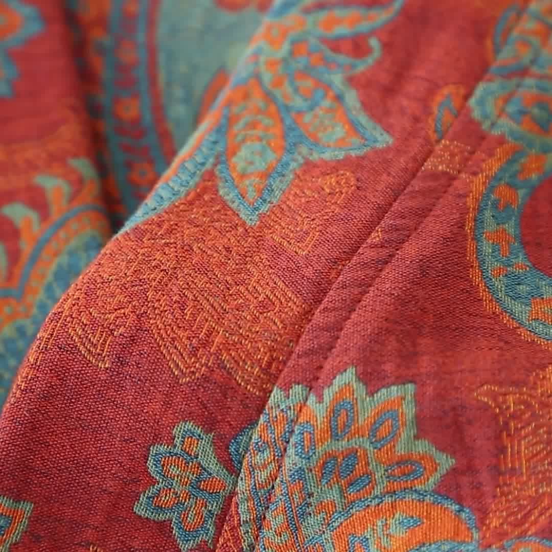 Cotton Bathrobe | Quick-Dry Retro Jacquard | Relaxed Fit