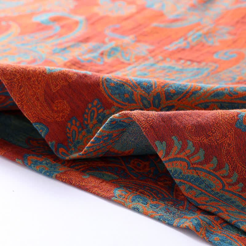 Cotton Bathrobe | Quick-Dry Retro Jacquard | Relaxed Fit