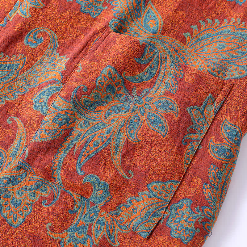 Cotton Bathrobe | Quick-Dry Retro Jacquard | Relaxed Fit