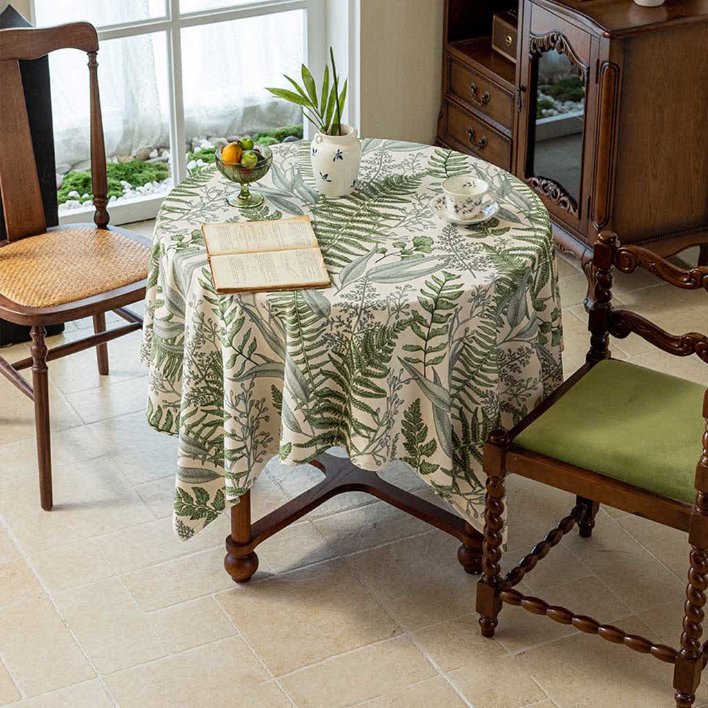French Retro Plant Print Tablecloth