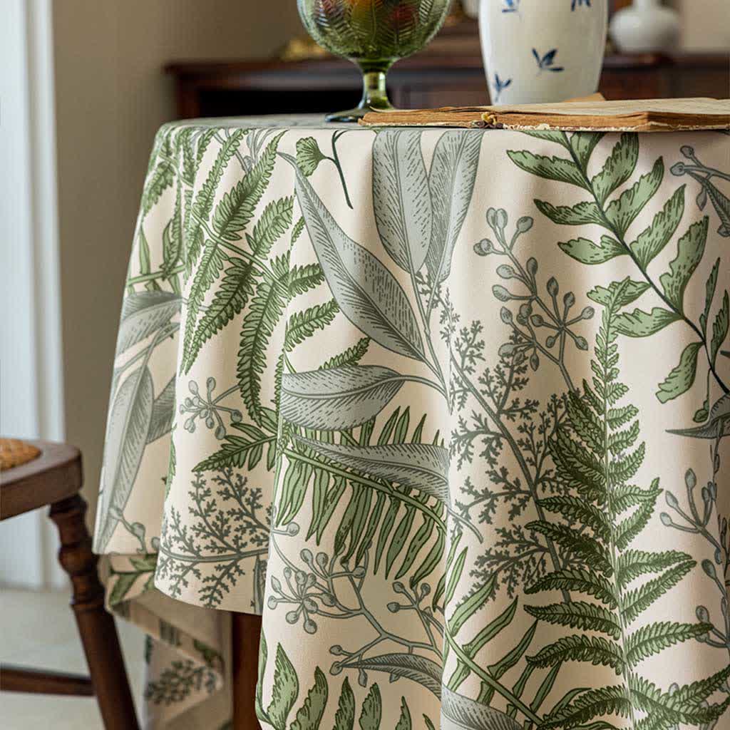 French Retro Plant Print Tablecloth