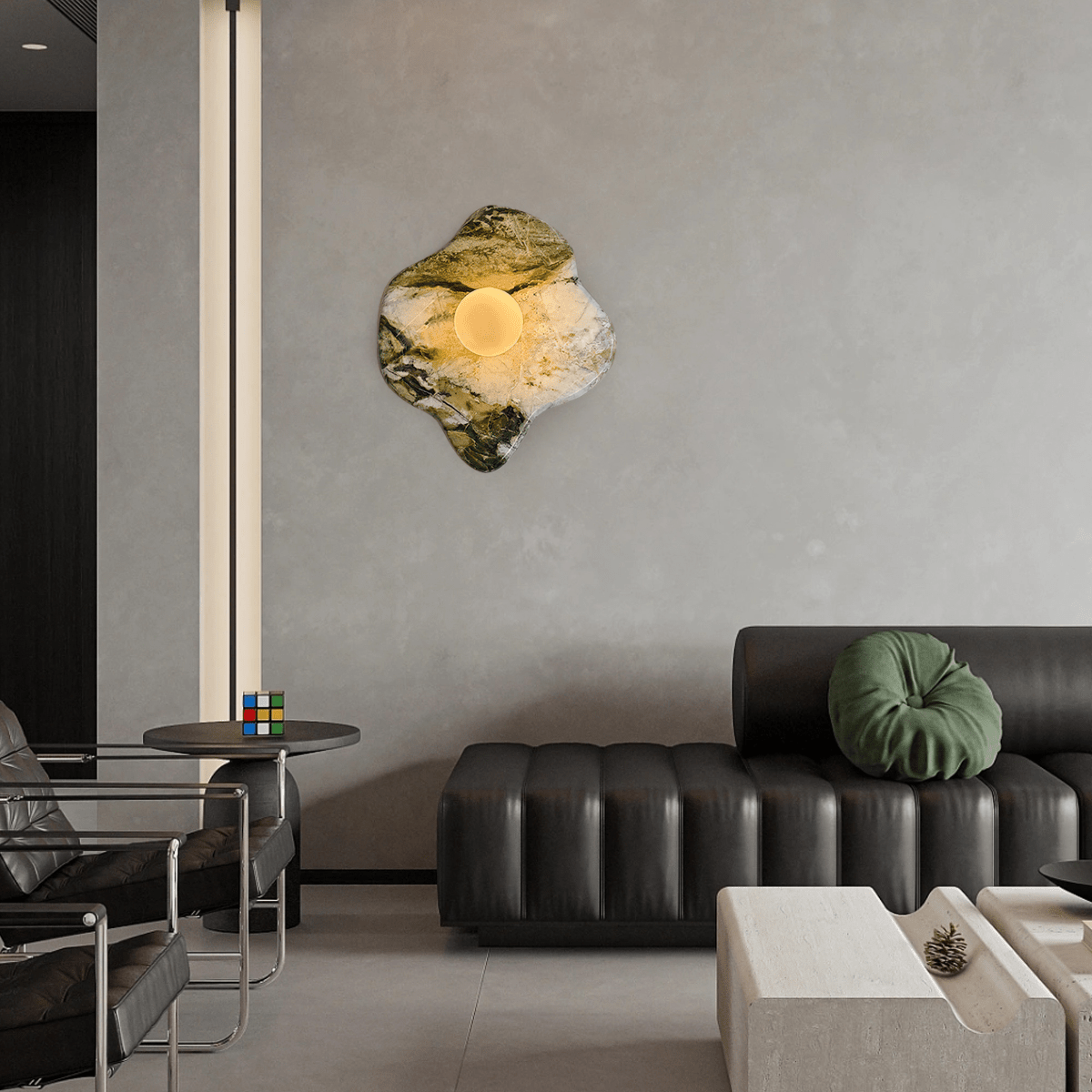Emma Marble Wall Lamp | Green Marble & White Glass | G9