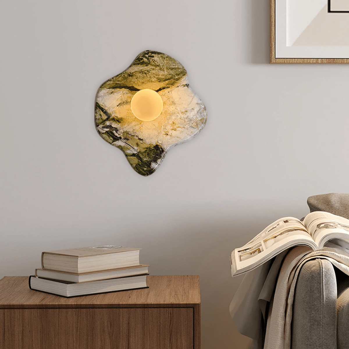 Emma Marble Wall Lamp | Green Marble & White Glass | G9