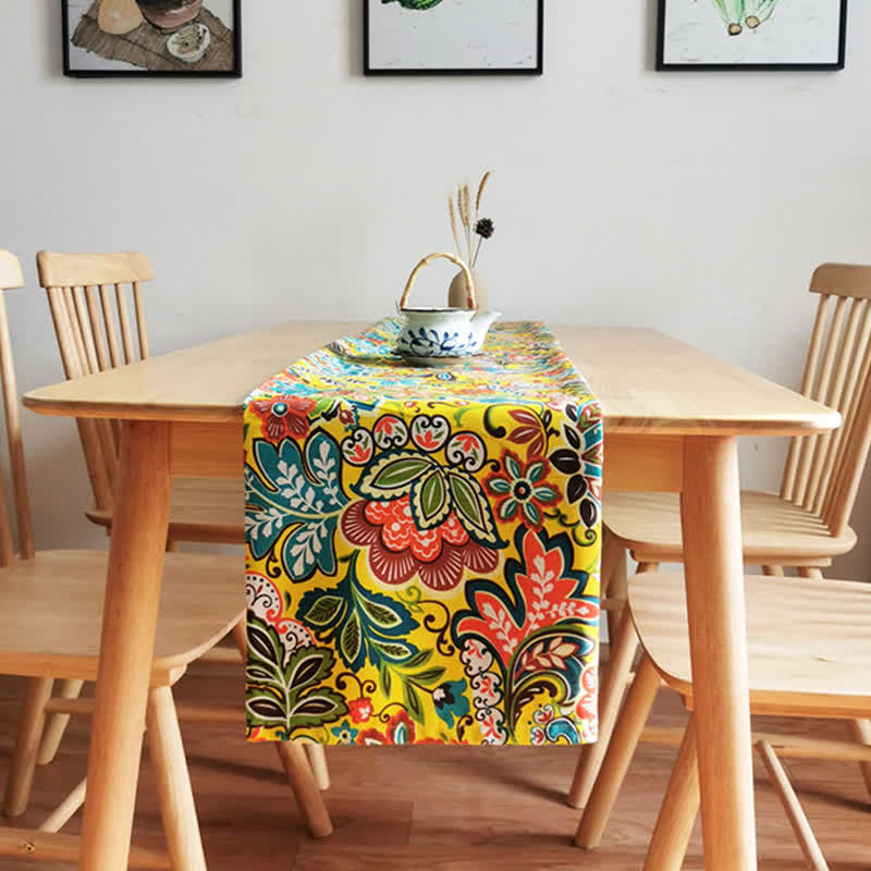 Boho Floral Tablecloth | Vibrant Design | Multiple Sizes